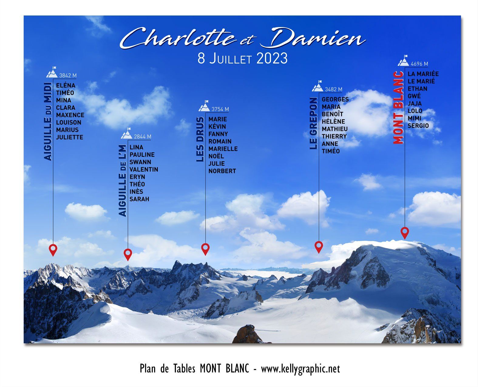 Plan de Table Mariage Mont Blanc