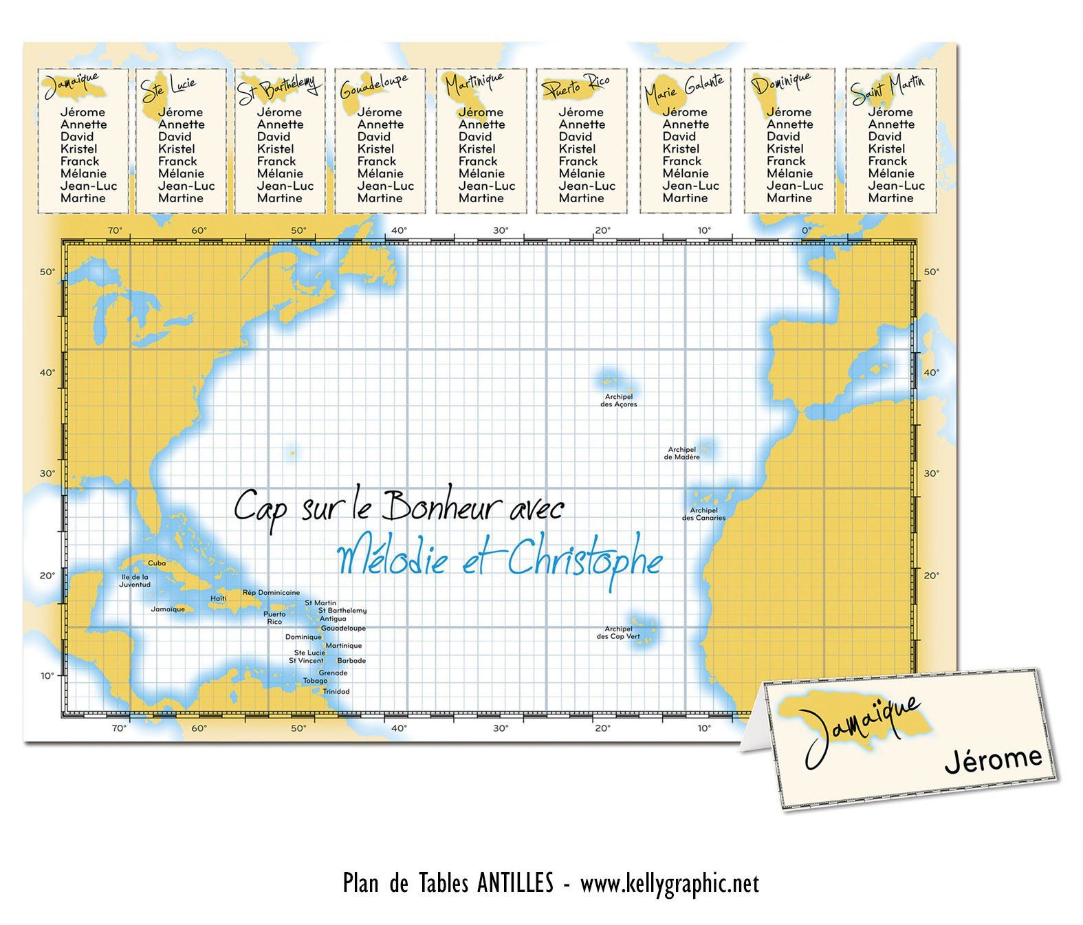 plan de tables mariage ANTILLES, voyage plan de tables mariage ANTILLES, voyage