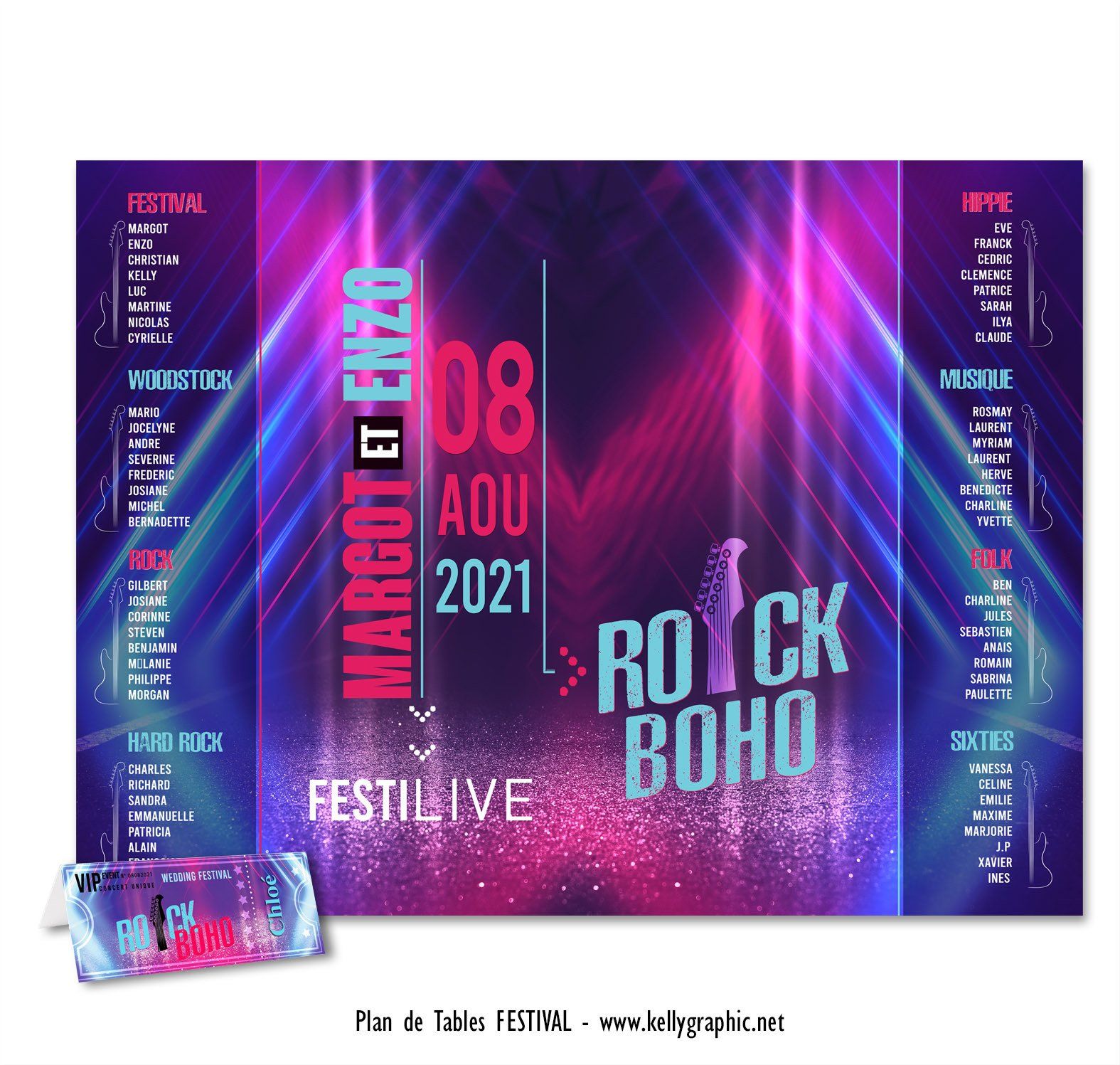 Plan de Tables Mariage Concert Rock Boho Plan de Tables Mariage Concert Rock Boho festival