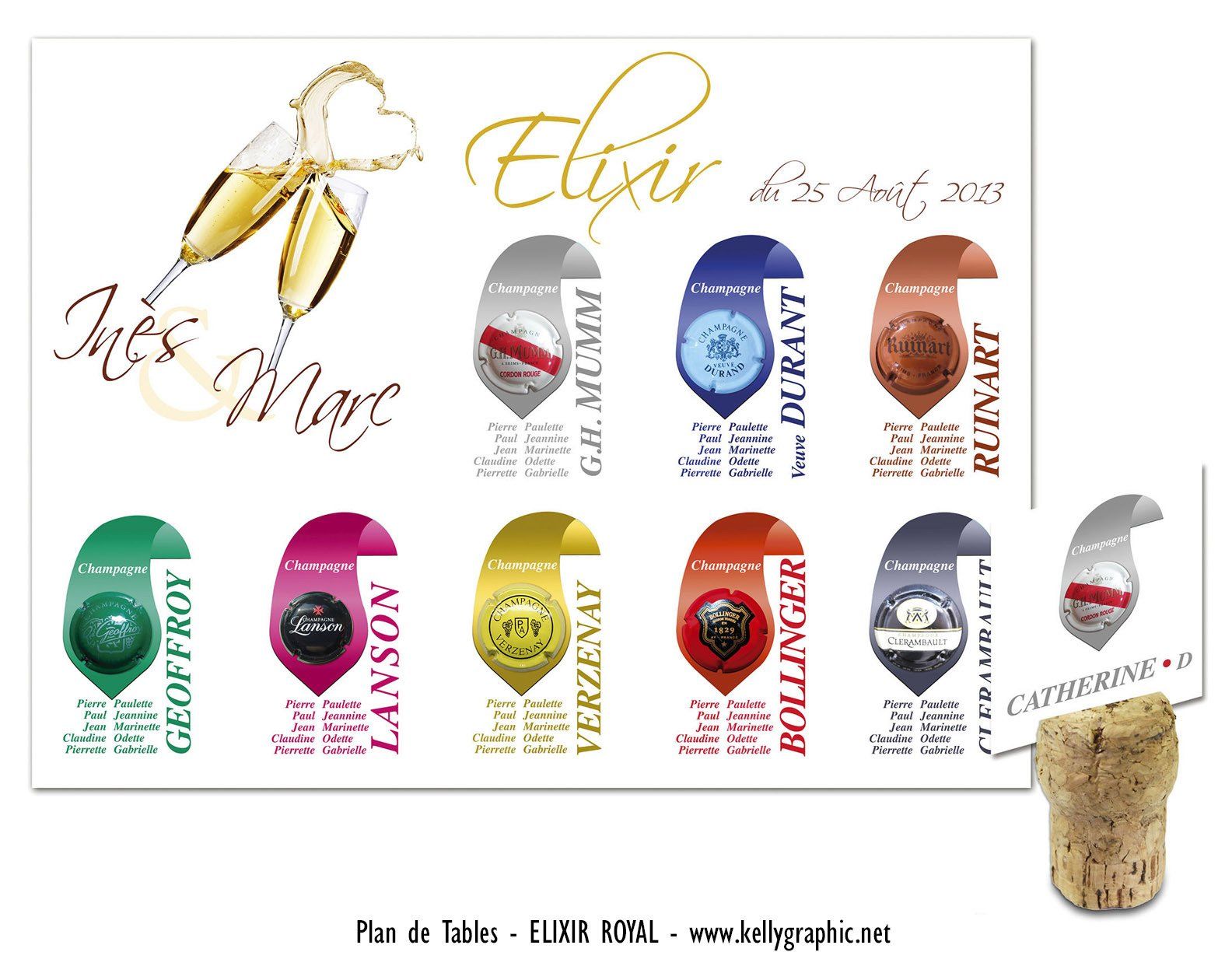 Plan de table Mariage muselet Champagne Plan de table Mariage muselet Champagne