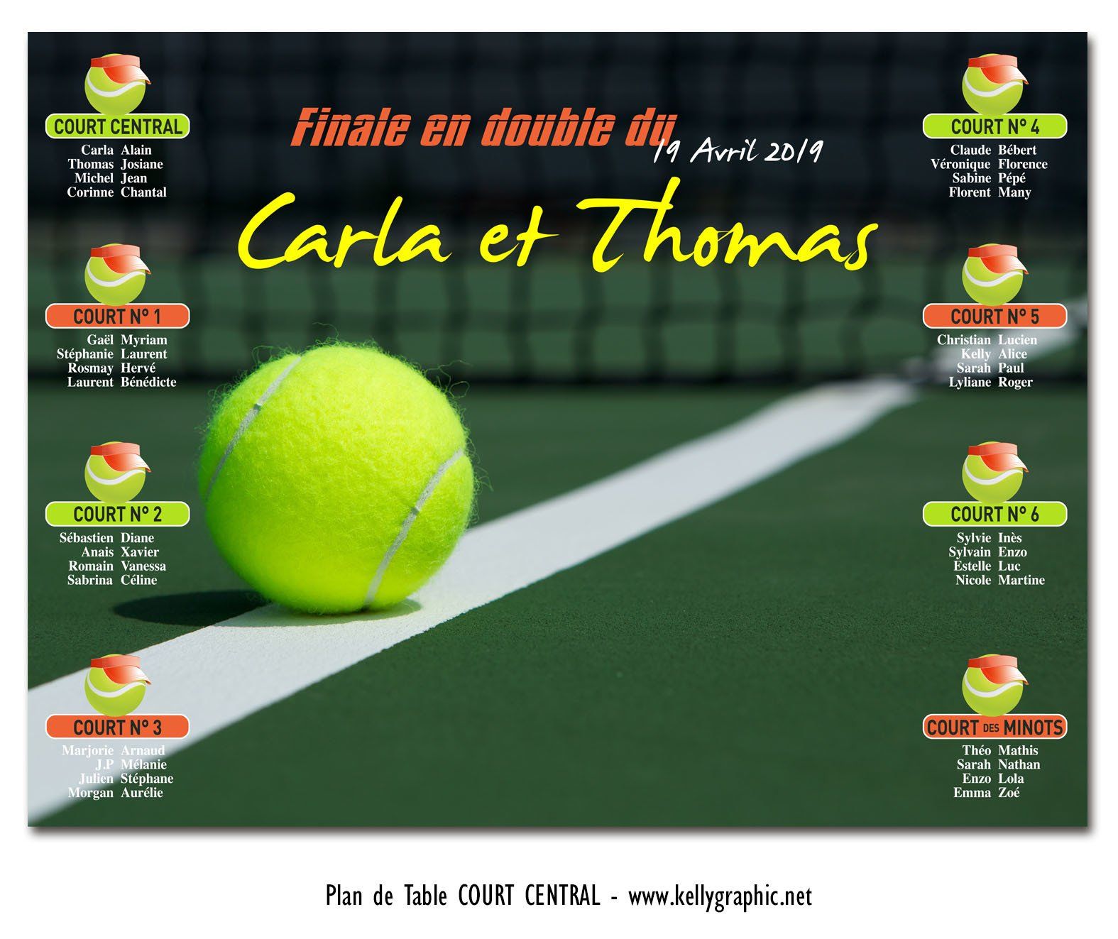 Plan de Tables Mariage Tennis