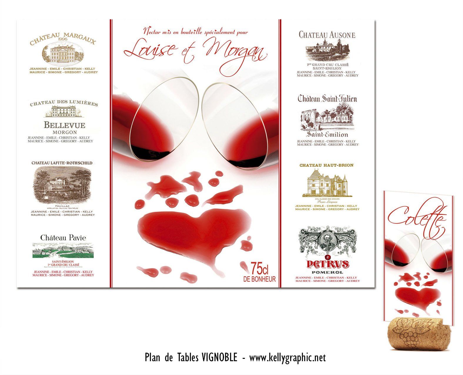Plan de Table Mariage - Vin Rouge Plan de Table Mariage - Vin Rouge