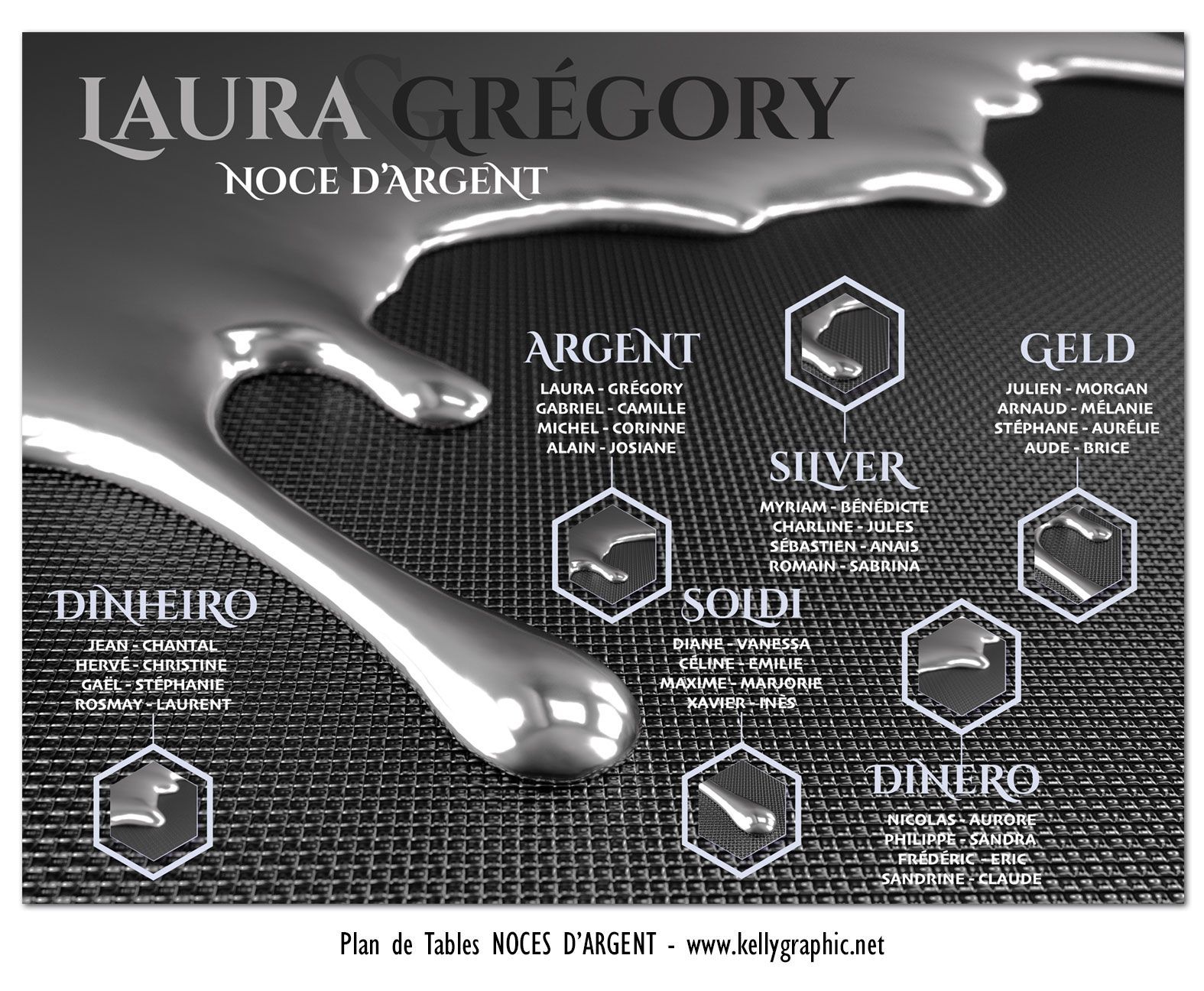 Plan de Tables Noces de mariage Argent Plan de Tables Noces de mariage Argent