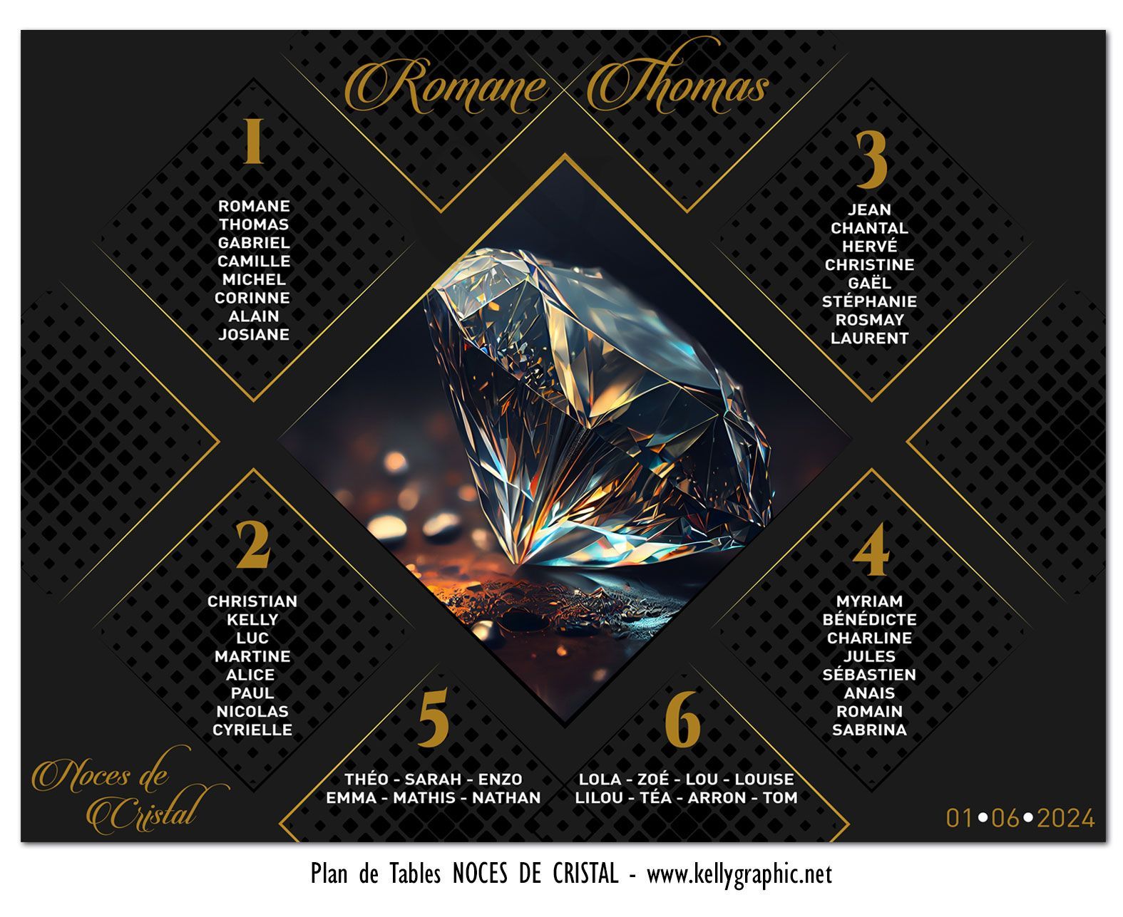 Plan de Tables Noces de mariage Cristal Noces de mariage 15 ans cristal