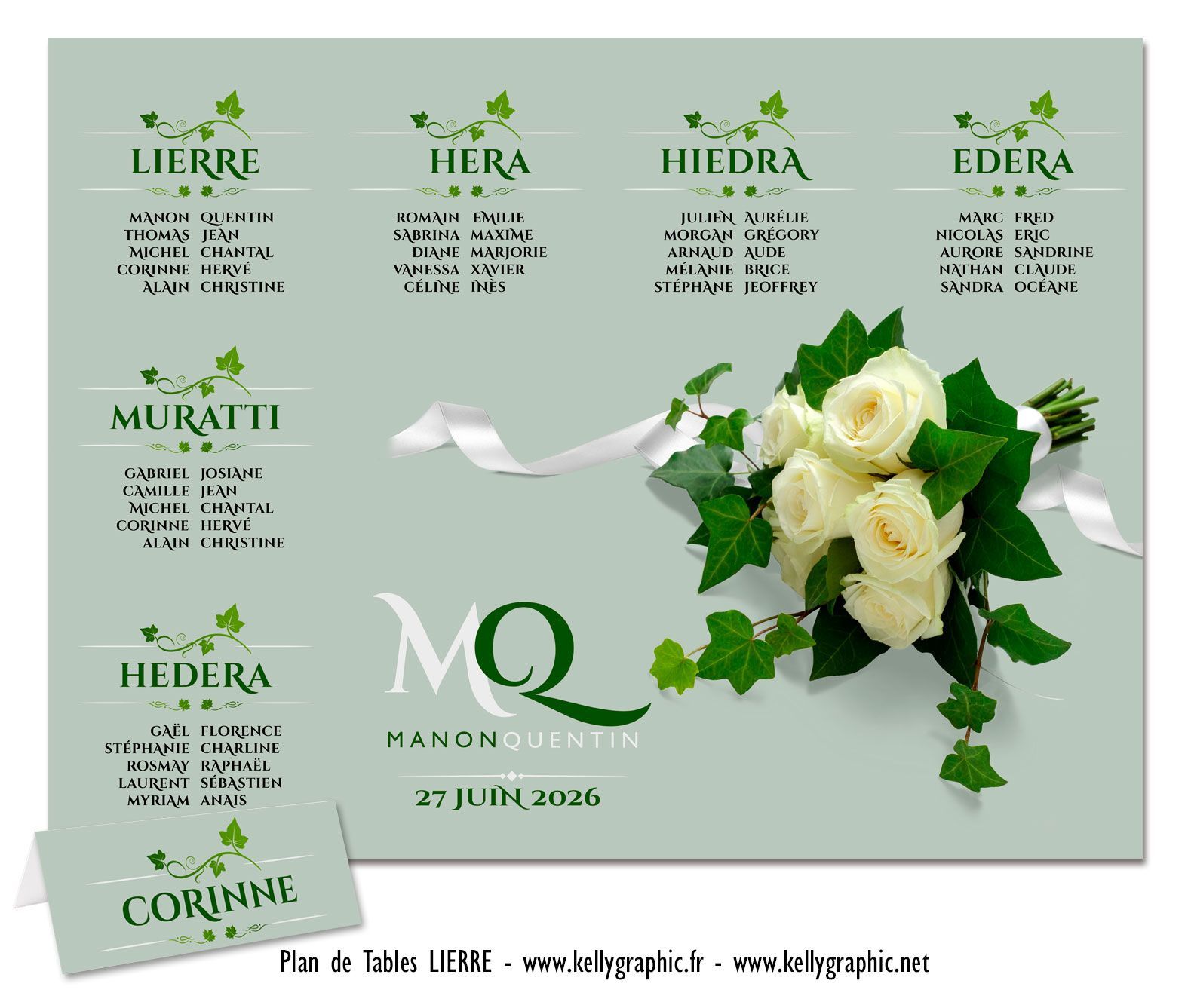 Plan de Tables mariage Kellygraphic - Lierre Plan de Tables mariage Kellygraphic - Lierre