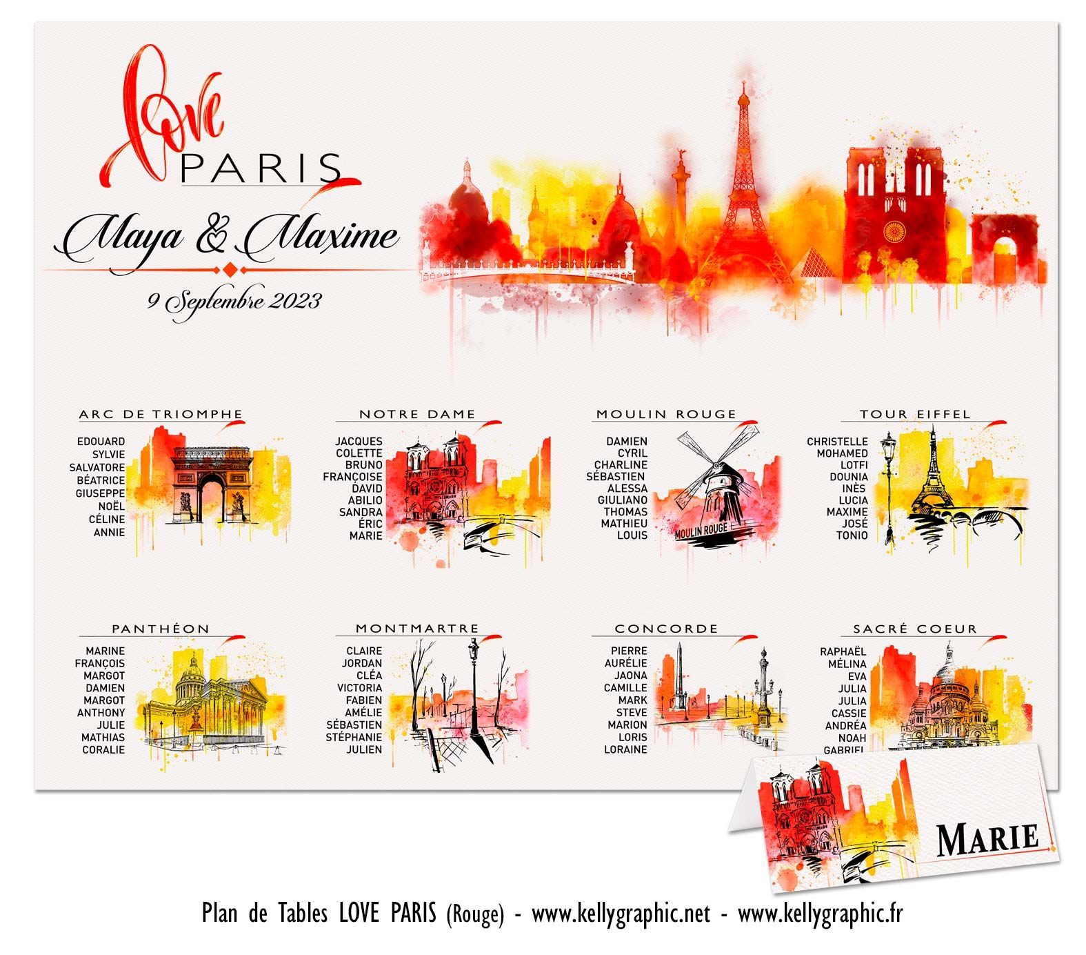 Plan de Tables mariage aquarelle Paris Love Plan de Tables mariage aquarelle Paris Love