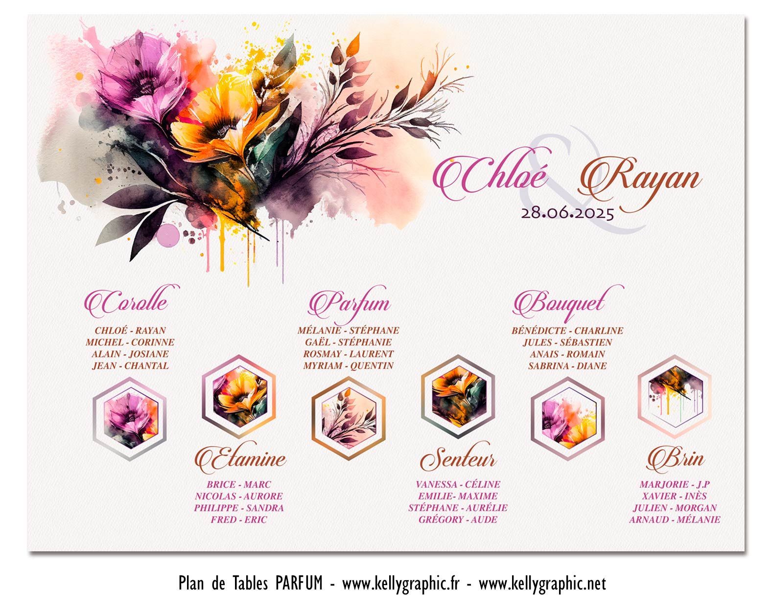 Plan de Table Mariage couronne de fleurs pétales amour Plan de Table Mariage couronne de fleurs pétales amour