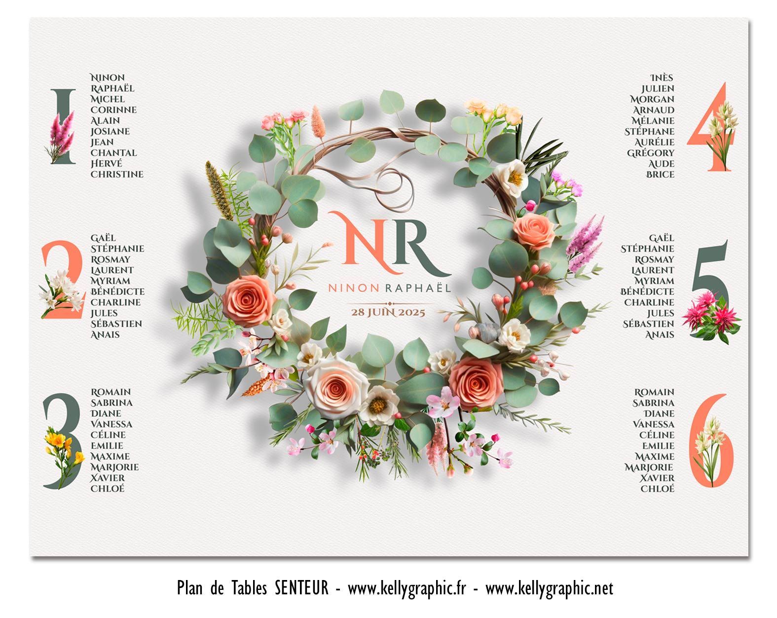 Plan de Table Mariage couronne de fleurs pétales amour Plan de Table Mariage couronne de fleurs pétales amour