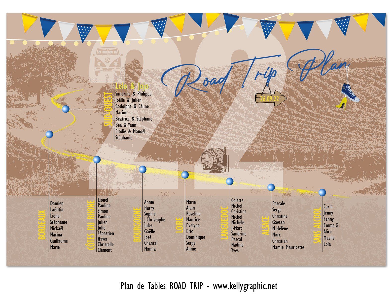 Plan de Table Mariage - Road Trip Plan de Table Mariage - Road Trip