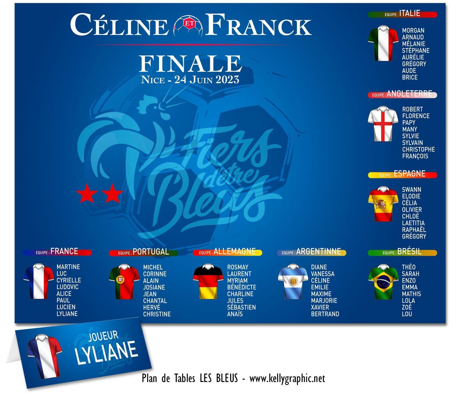 Plan de Table Mariage Foot Bleus Plan de Table Mariage Foot Bleus