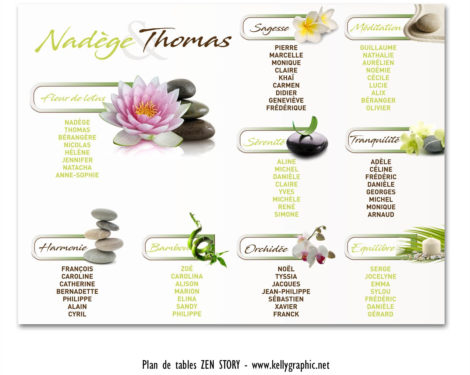 Plan de Tables Mariage Zen Plan de Tables Mariage Zen
