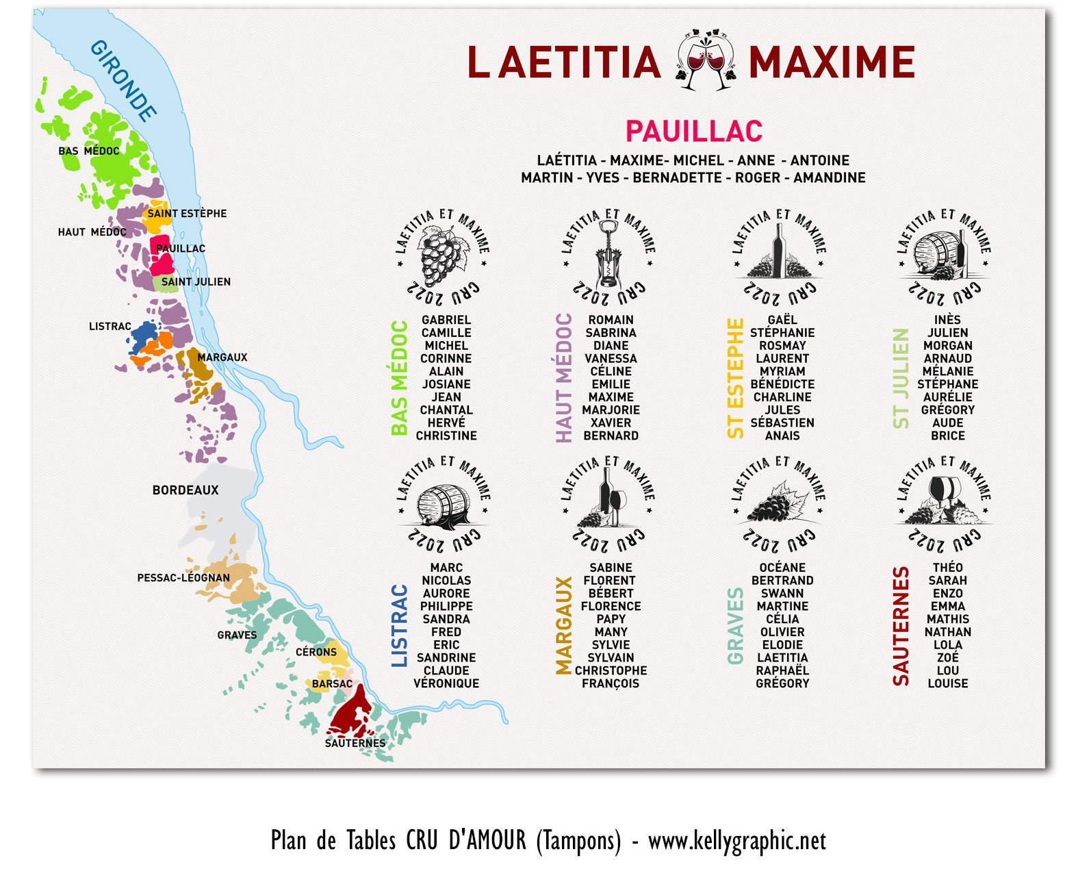 Plan de Table Mariage vins rouge Bordeaux Plan de Table Mariage vins rouge Bordeaux