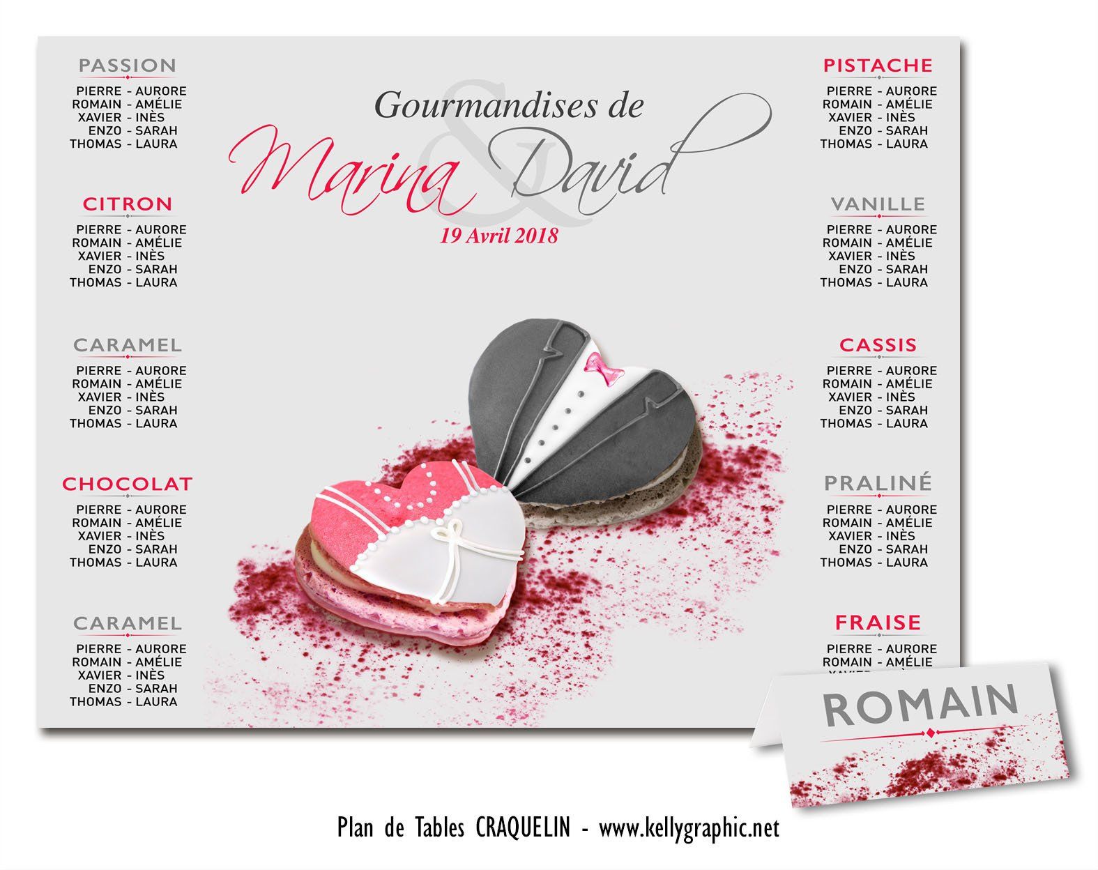 Plan de Table Mariage, Coeur Macarons Plan de Table Mariage, Coeur Macarons
