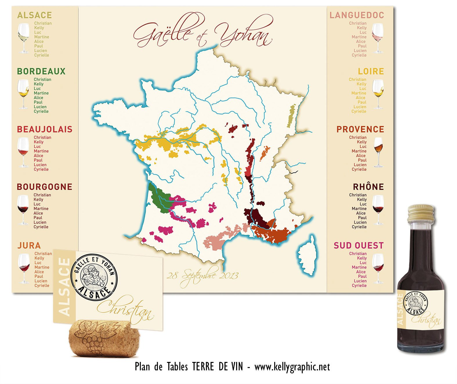 Plan de tables mariage terre de vin vignoble Plan de tables mariage terre de vin vignoble