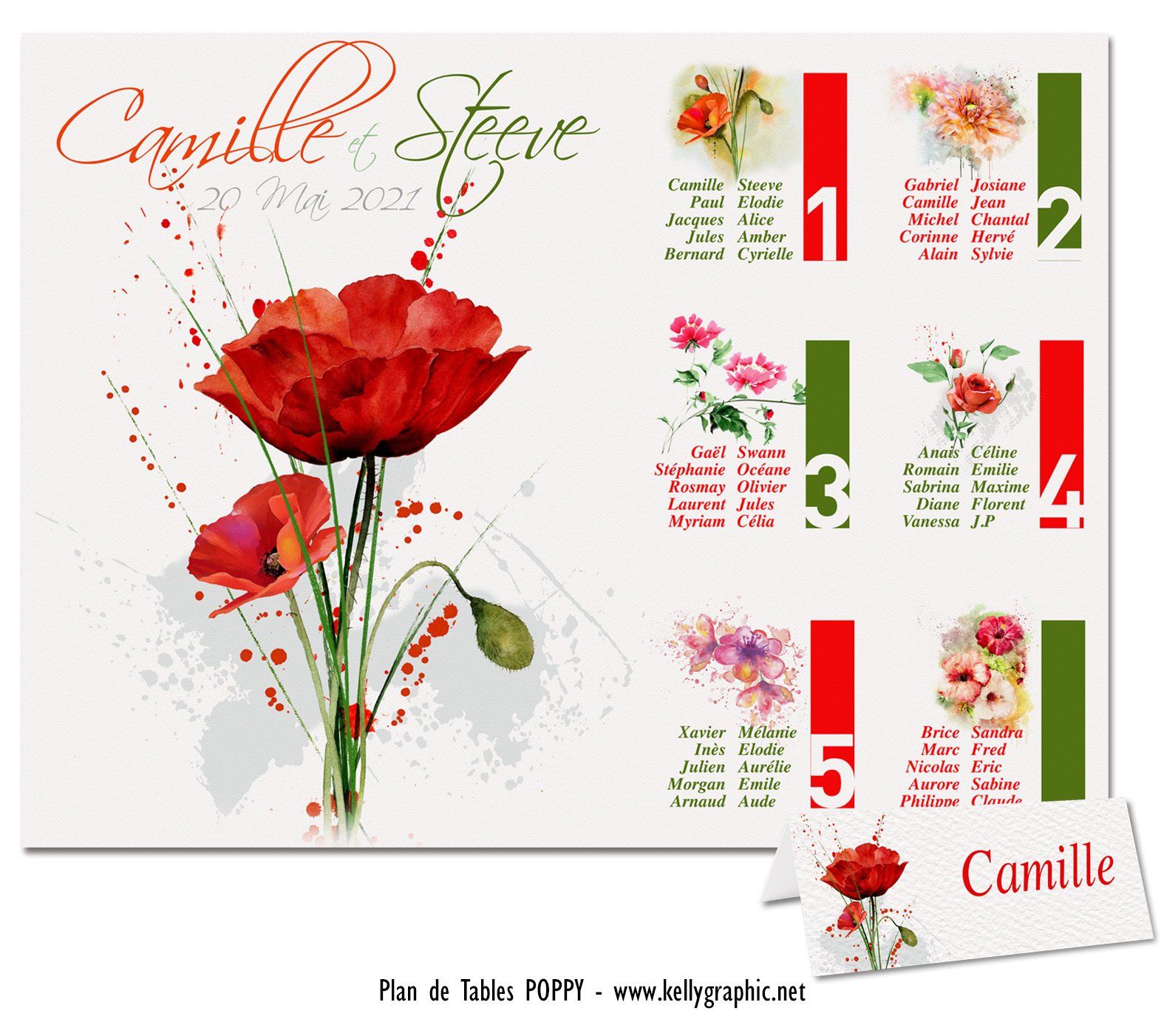 Plan de Table Mariage Coquelicot Plan de Table Mariage Coquelicot