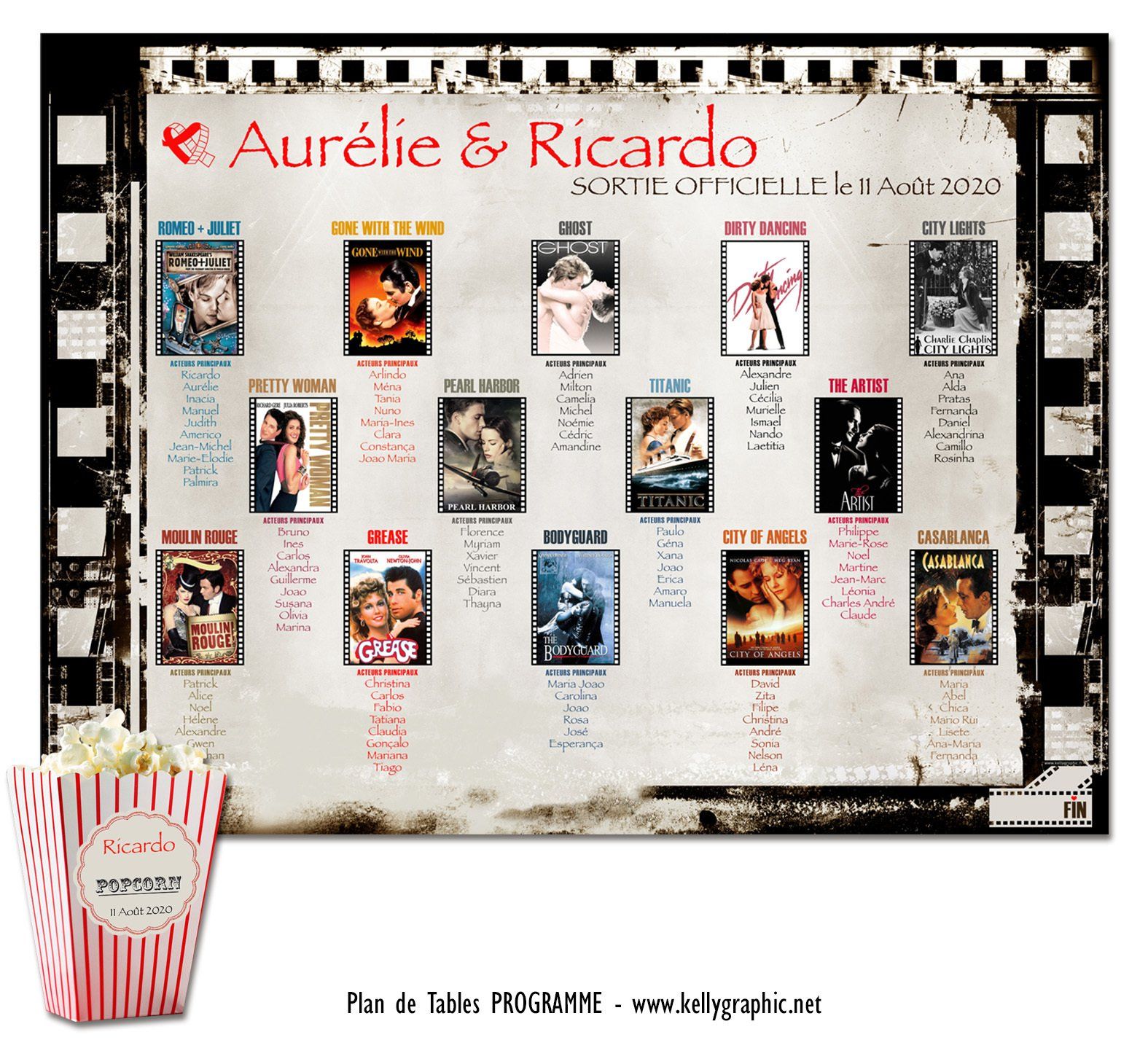 Plan de Table Mariage, affiches films popcorn Plan de Table Mariage, affiches films popcorn