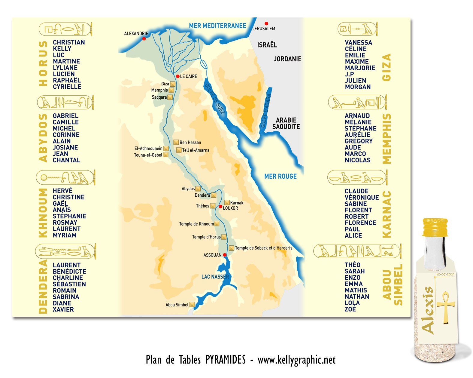 Plan de Table Mariage, Egypte, Nil, Pyramides Plan de Table Mariage, Egypte, Nil, Pyramides