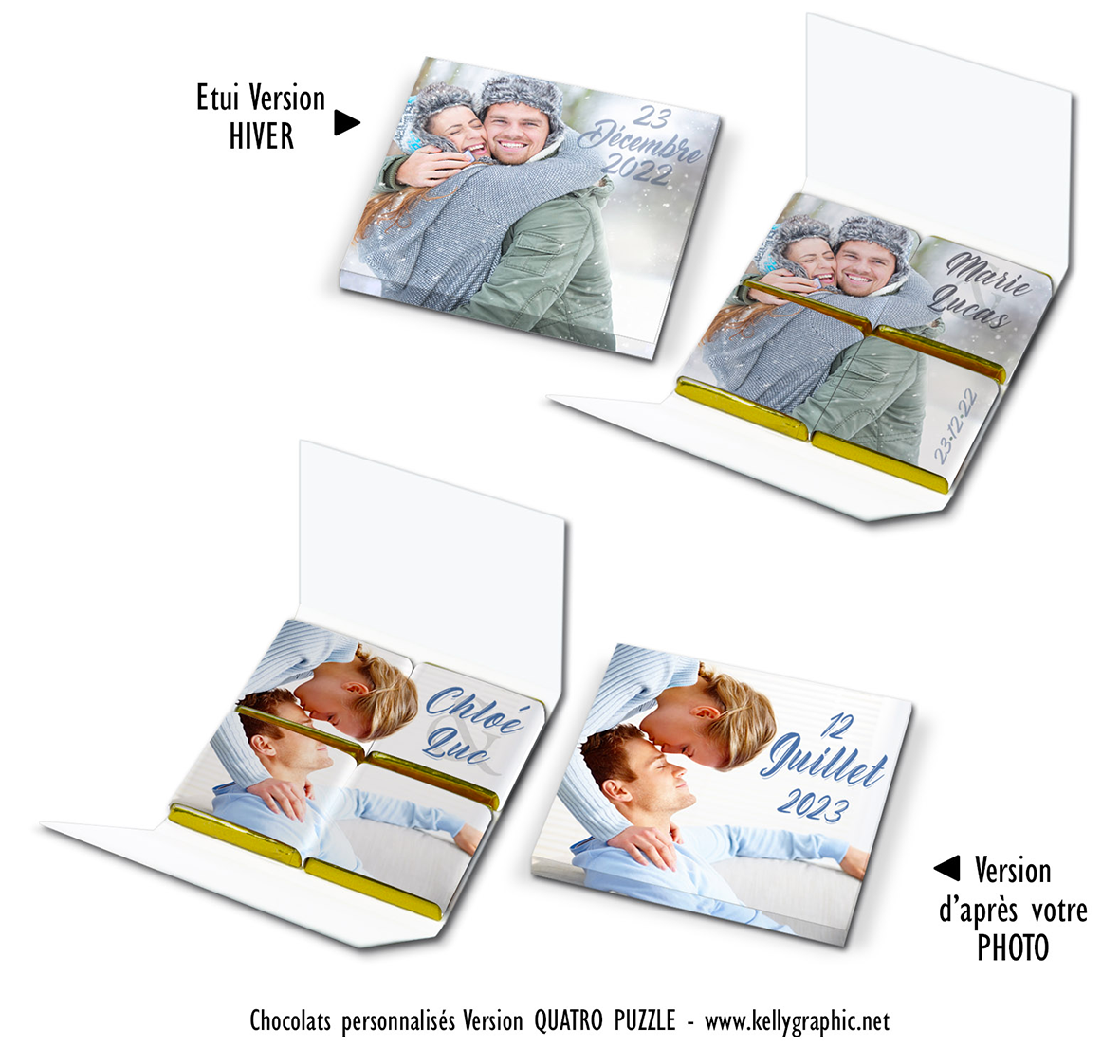 chocolats de mariage personnalisés puzzle Chocolats noirs de Mariage personnalisés petites quantités puzzle