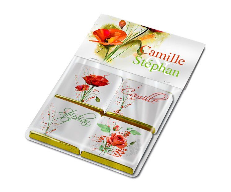 Palets Chocolats personnalisés de mariage Petites quantités Kellygraphic