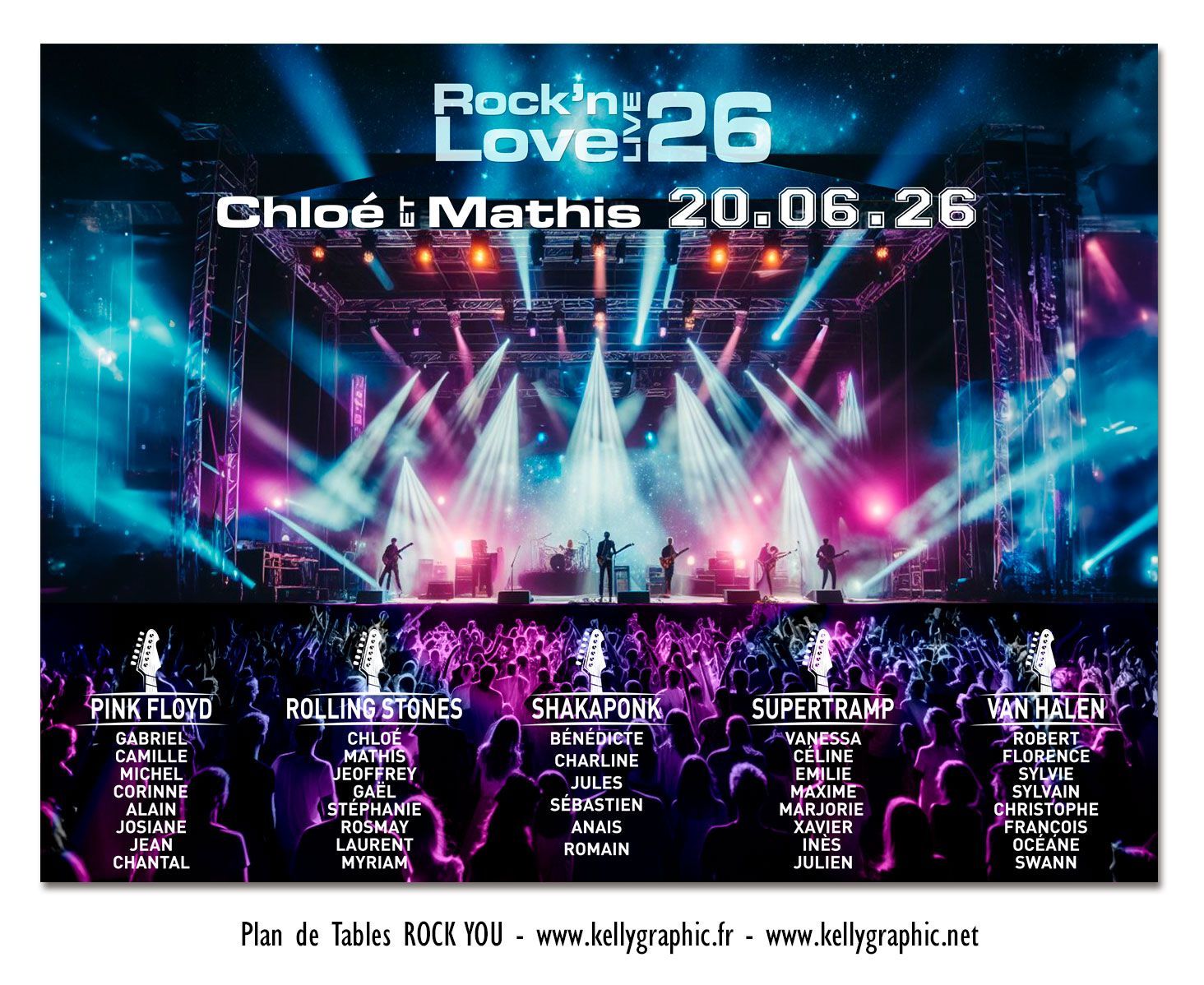 Plan de Table Mariage Concert Rock Plan de Table Mariage Concert Rock