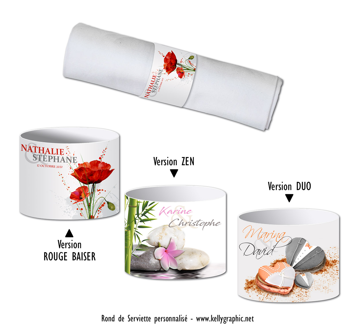 Rond de serviette mariage personnalisé Rond de serviette mariage personnalisé