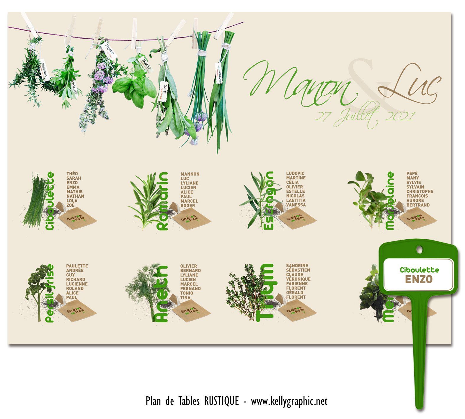 Plan de table mariage Herbes aromatiques Plan de table mariage Herbes aromatiques