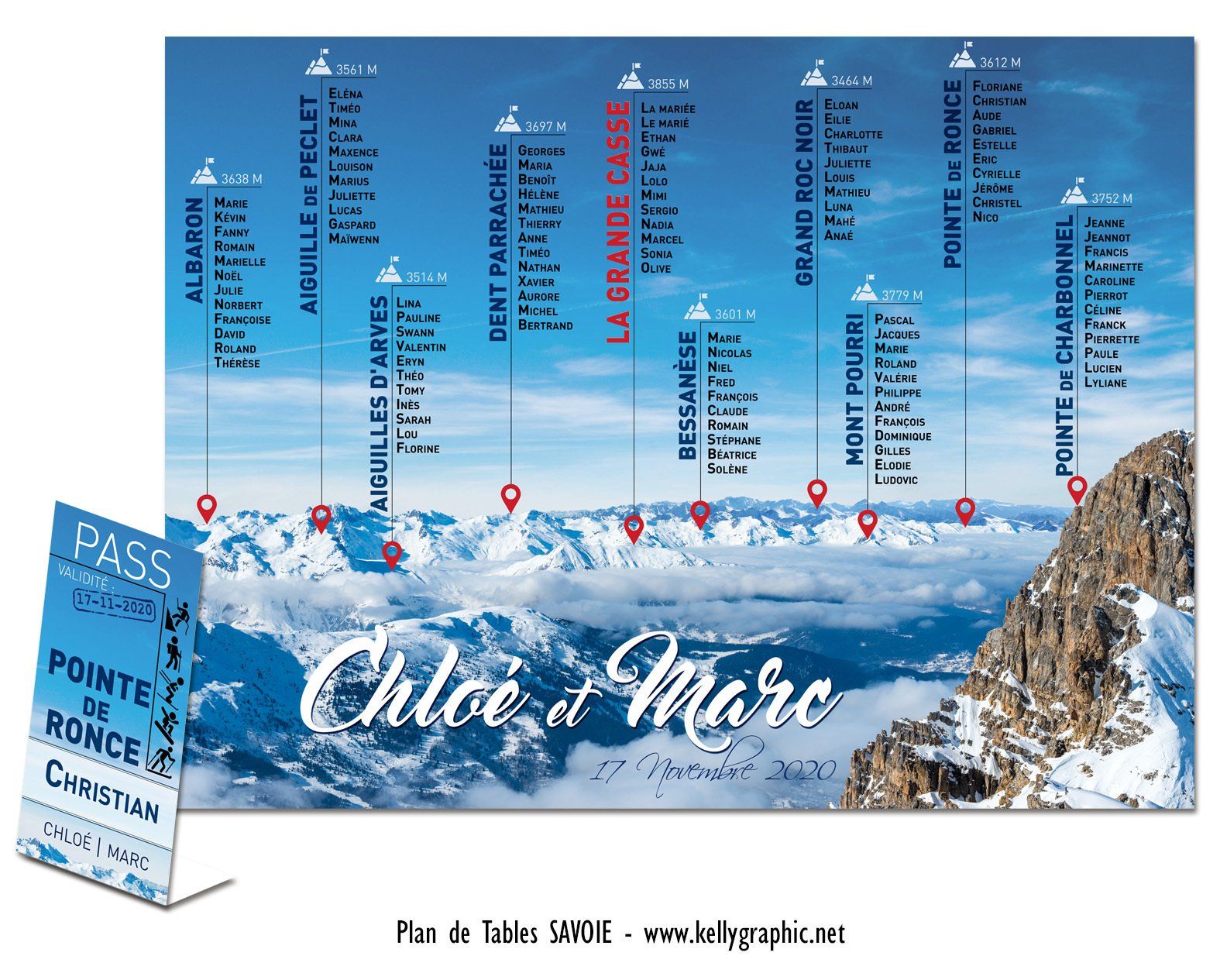 Plan de Table Mariage Savoie Montagnes