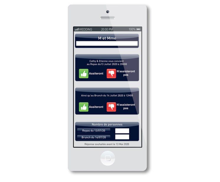 Coupon réponse personnalisé de Mariage