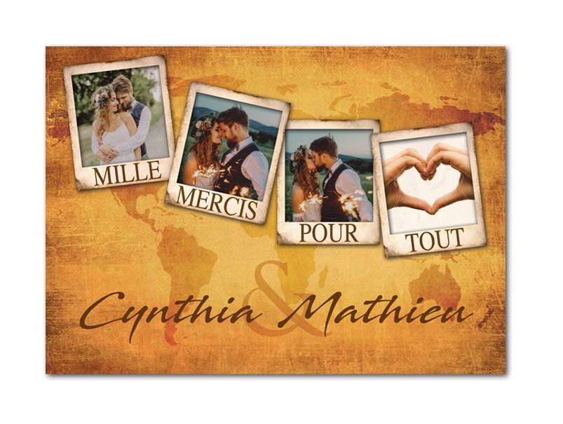 Remerciements de mariage : format carte postale