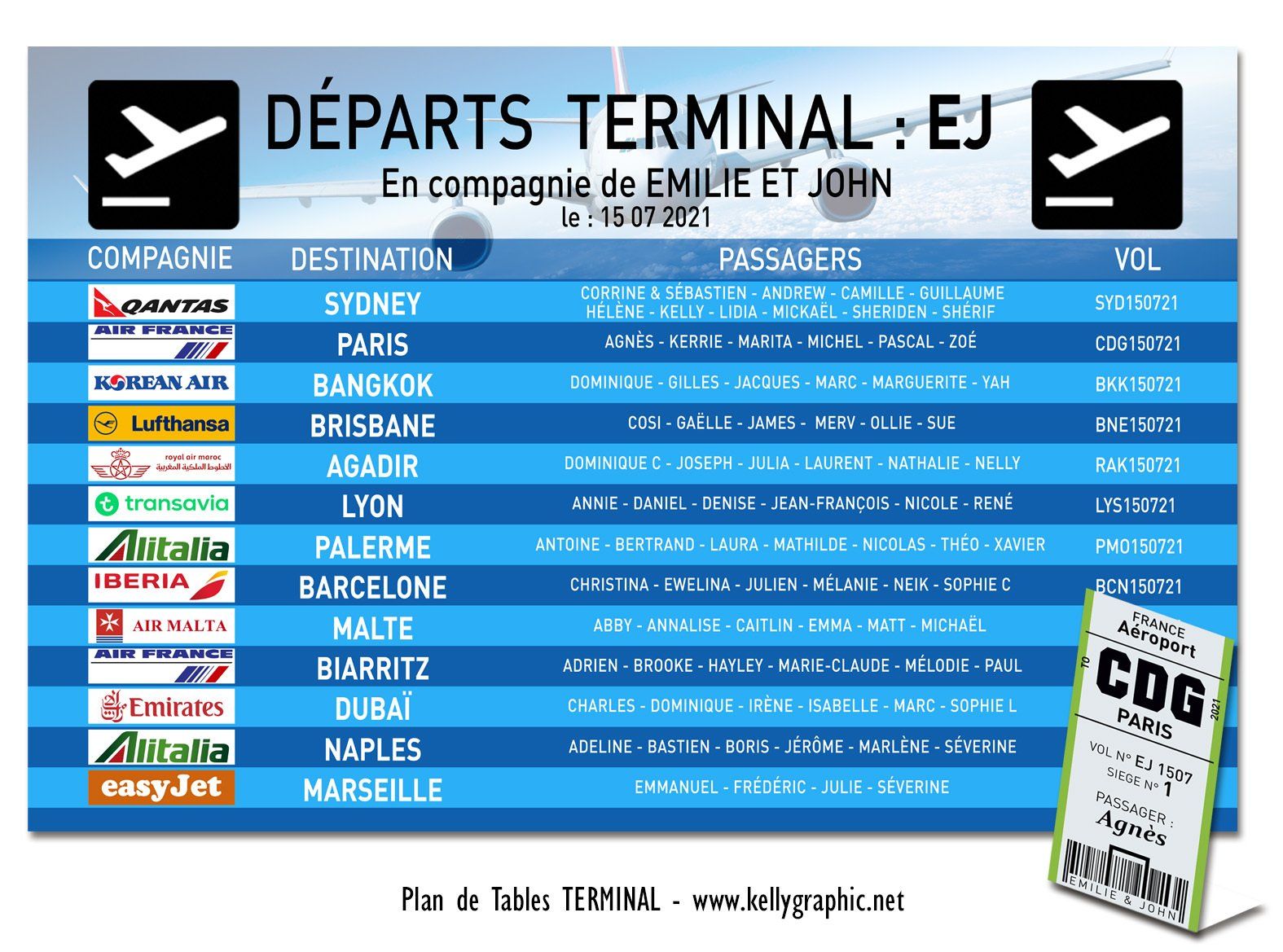 Plan de Table Mariage tableau affichage aéroport Plan de Table Mariage tableau affichage aéroport