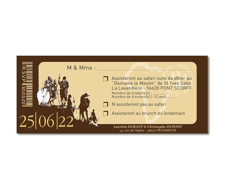 Coupon réponse personnalisé de Mariage