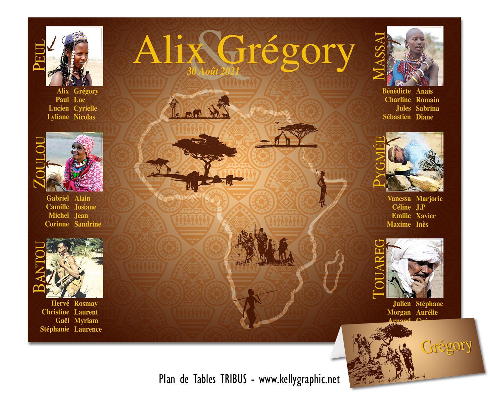 Plan de Table Mariage, Afrique, tribus