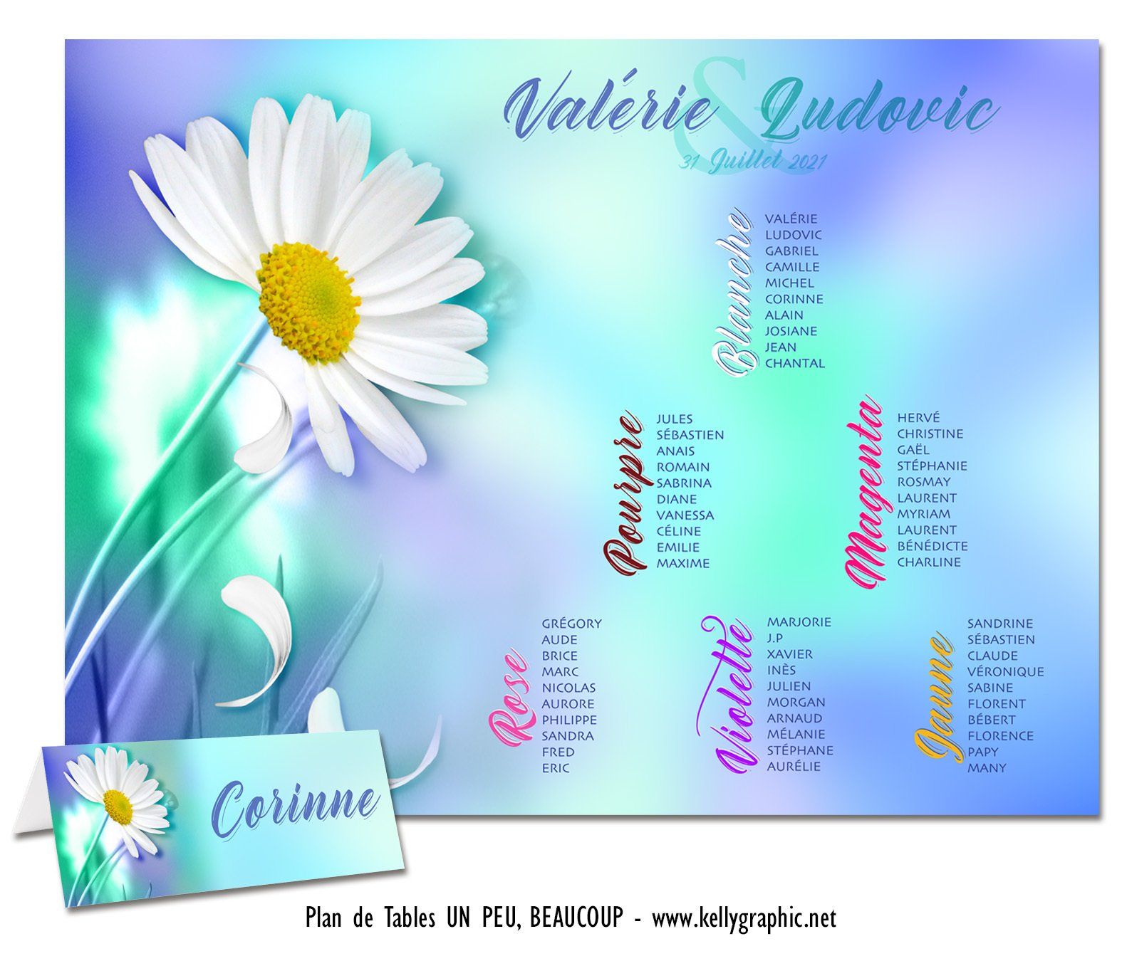 Plan de tables Mariage pâquerette Plan de tables Mariage pâquerette