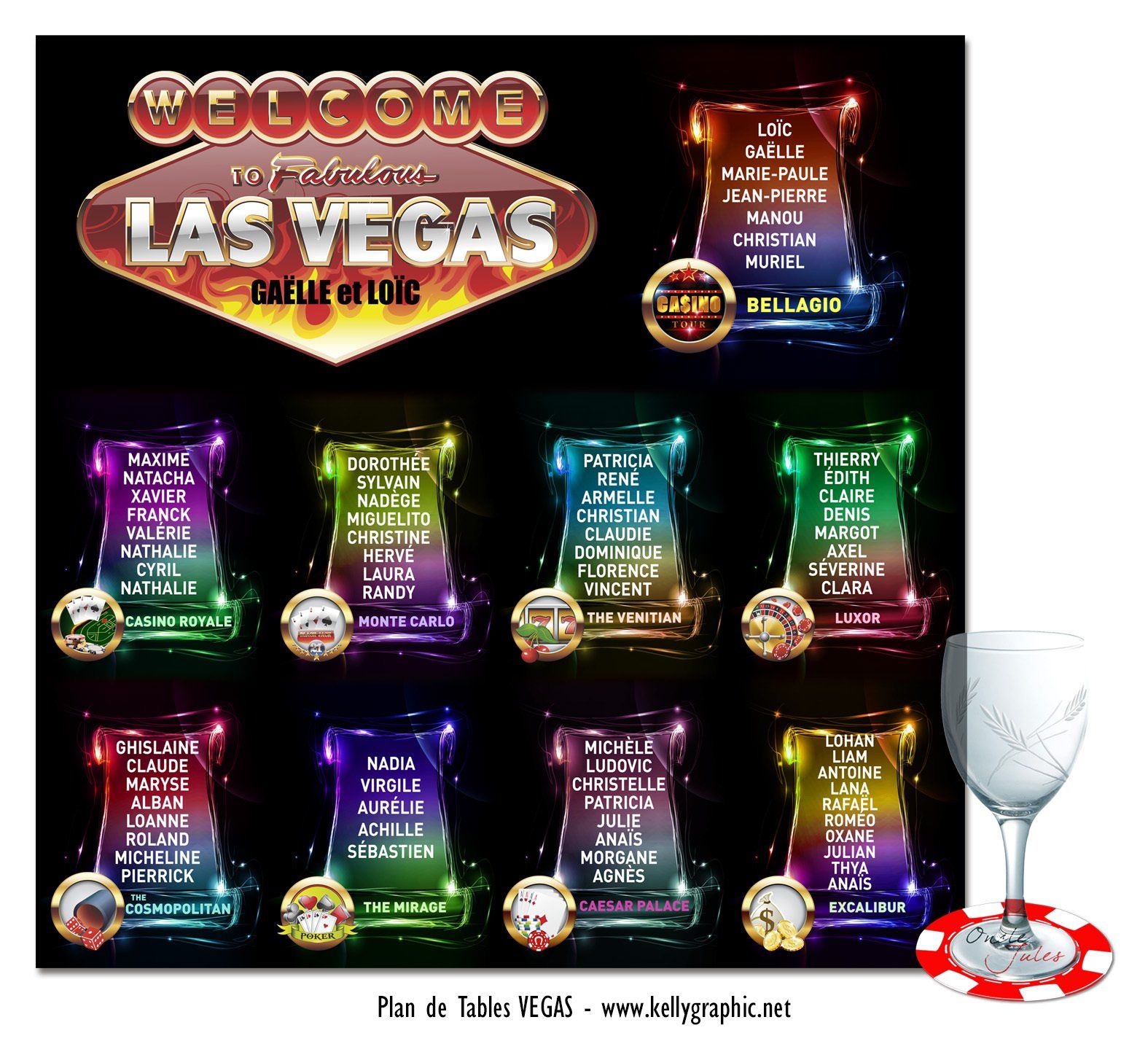 Plan de Table Mariage Casino Las Vegas