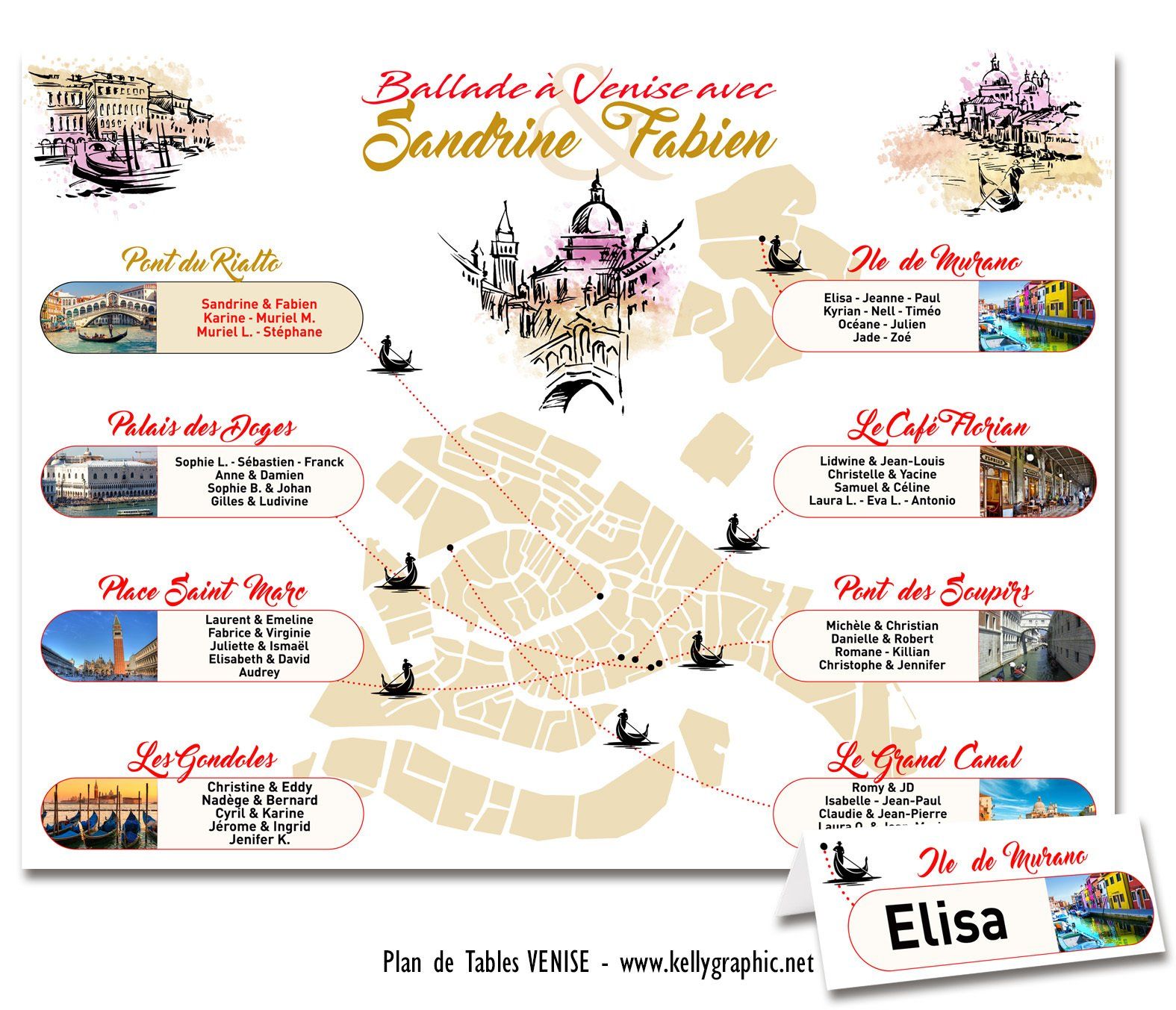 Plan de Table Mariage Venise Italie Plan de Table Mariage Venise Italie