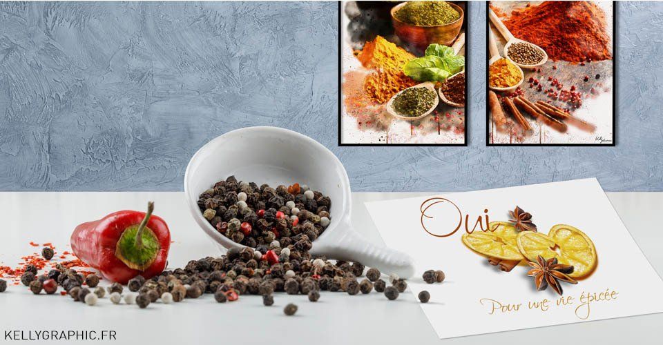 Faire-part mariage coeur épices gourmand Faire-part mariage coeur épices