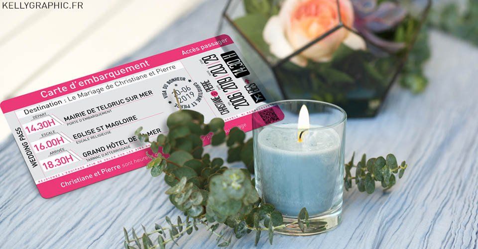 Faire-part mariage billet avion carte embarquement Faire-part mariage billet avion