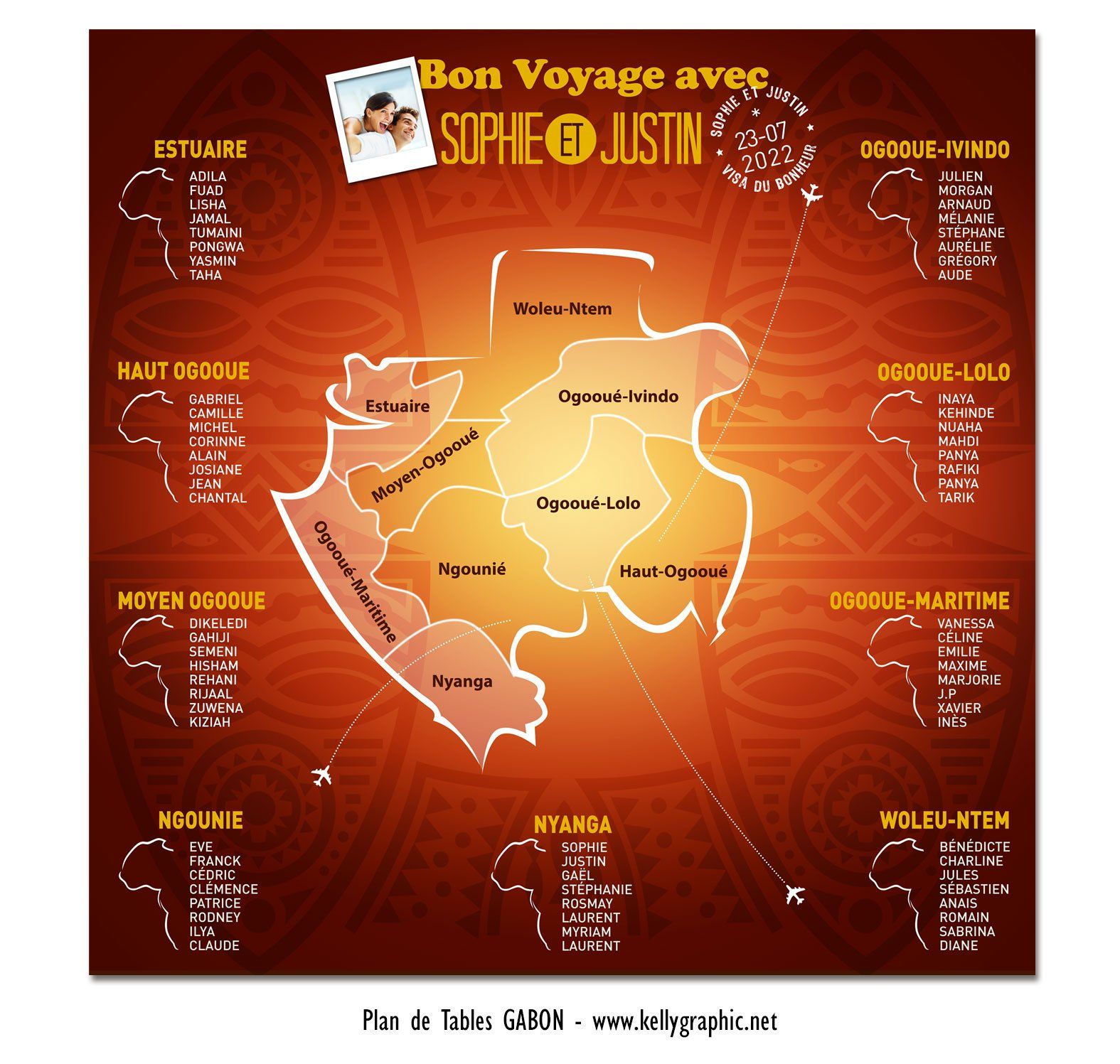 Plan de Table Mariage, Gabon Afrique