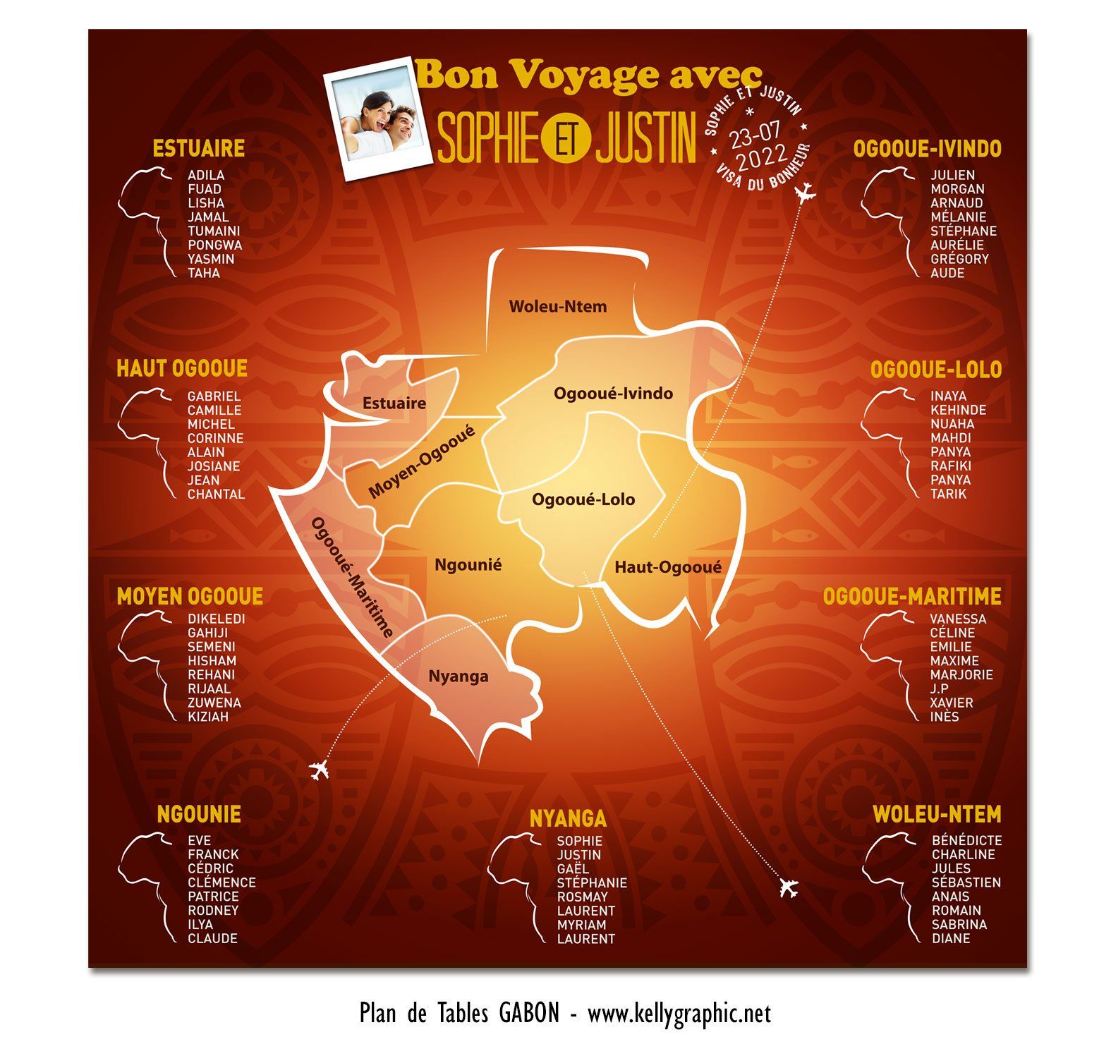 Plan de Table Mariage, Gabon Afrique Plan de Table Mariage, Gabon Afrique