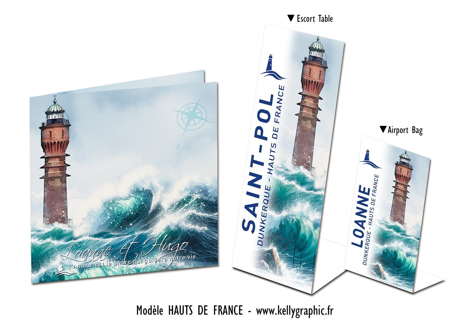 Aquarelle Phares Faire-part Mariage Bretagne Aquarelle Phares Faire-part Mariage Bretagne