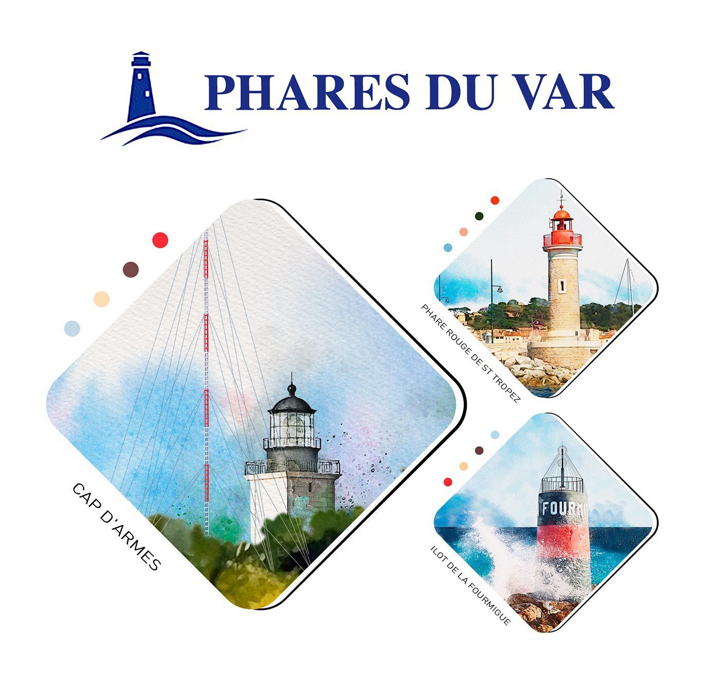Aquarelle Phares Faire-part Mariage PHARES de VAR Aquarelle Phares Faire-part Mariage PHARES de VAR