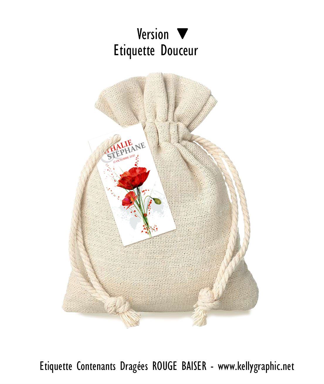 Pochon dragées personnalisé mariage Sachet Boite dragées Mariage coquelicots