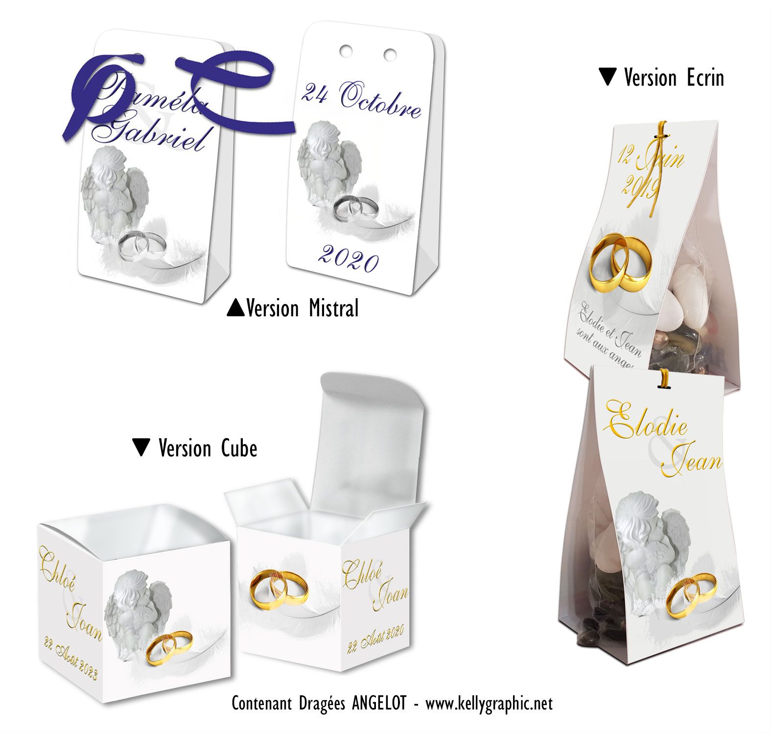 Dragées personnalisées mariage Ange plumes Dragées personnalisées mariage Ange plumes