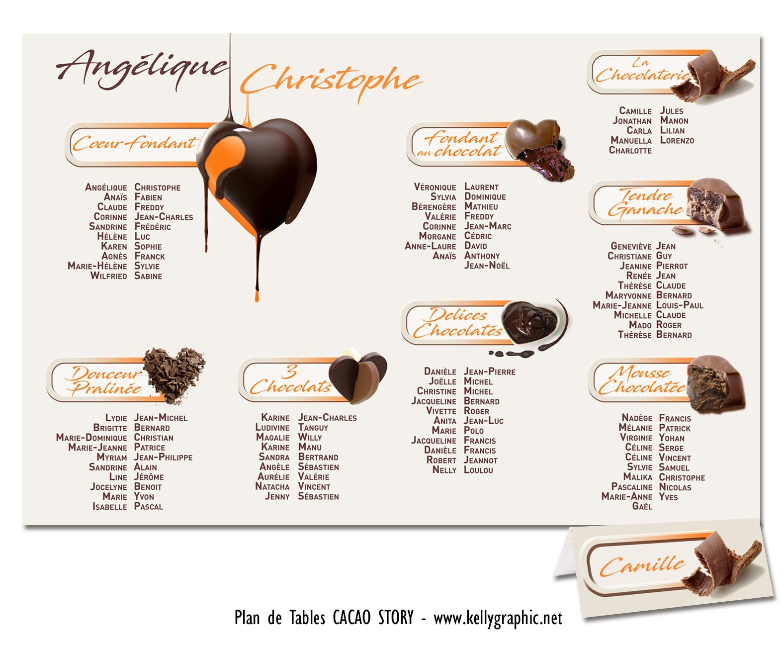 Plan de Table Mariage, coeur de chocolat Plan de Table Mariage, coeur de chocolat