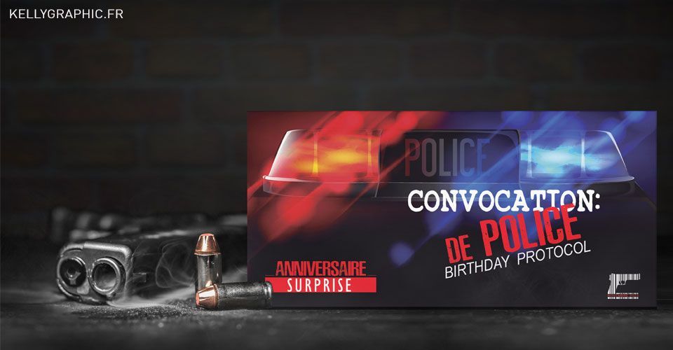 Carte anniversaire Police Invitation, carte cartons anniversaire Ado Adultes Enfants Police