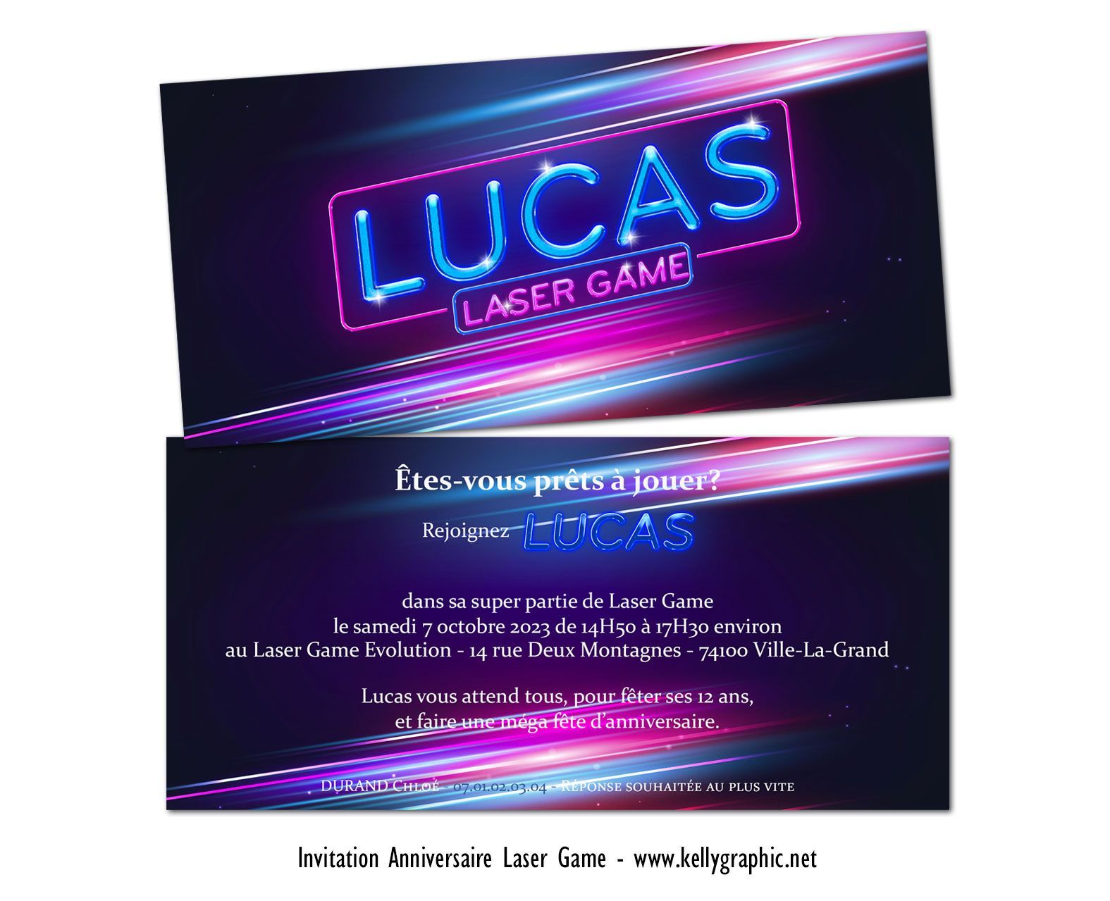 Carte invitation anniversaire Laser Game