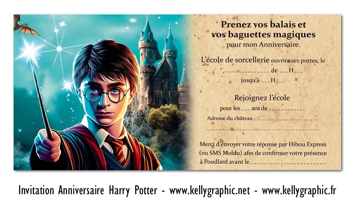 Carte anniversaire Sorcier Harry Potter Poudlard Carte anniversaire Sorcier Harry Potter Poudlard