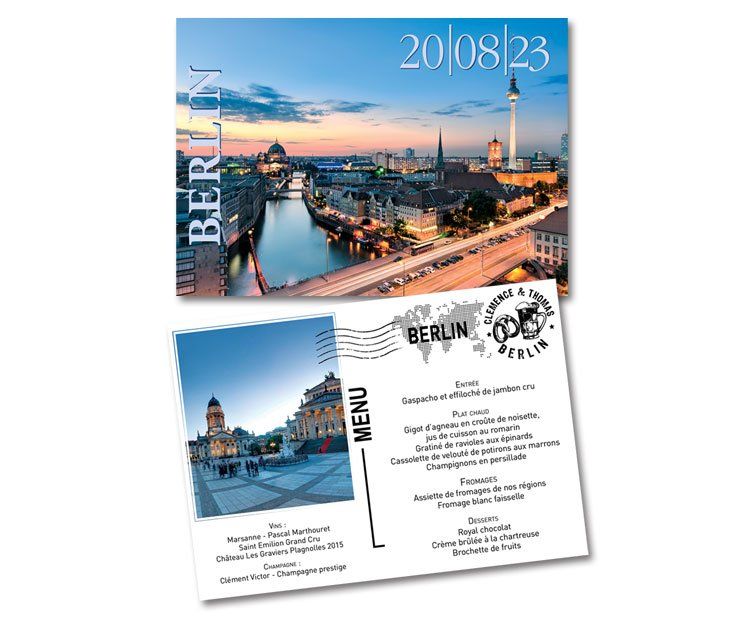 carte postale, menus personnalise invités mariage carte postale, menus personnalise invités mariage
