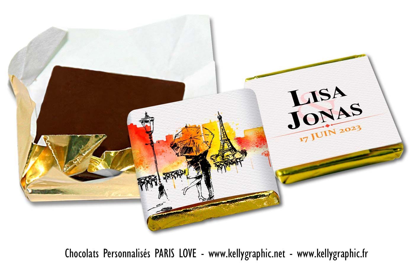 Chocolats personnalisés mariage aquarelle Paris Love Chocolats personnalisés mariage aquarelle Paris Love