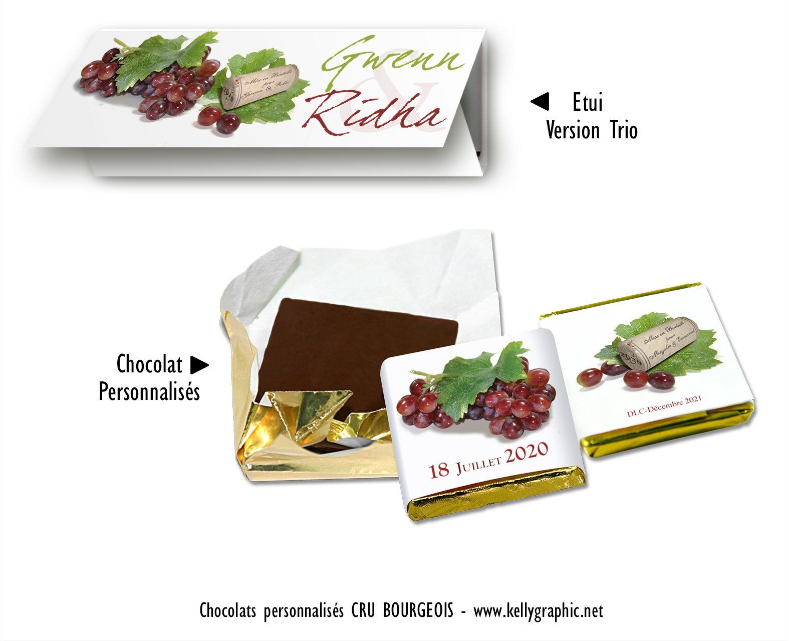 Chocolats personnalisés mariage Chocolats personnalisés mariage petites quantités